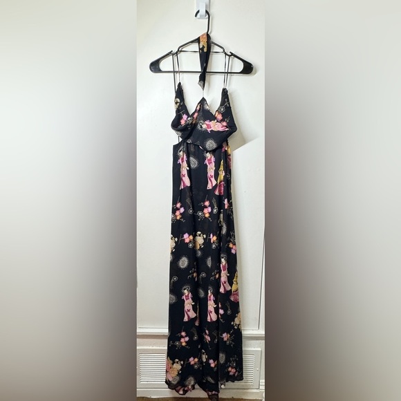 RARE Reformation Sutherland Kyoto Geisha Black Floral Tie Back Dress Size 6 - Picture 9 of 16